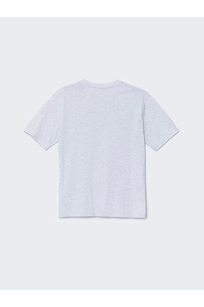 LC Waikiki Tricou oversize pentru femei LCW Vision Gri Crew Neck cu imprimeu Montreal