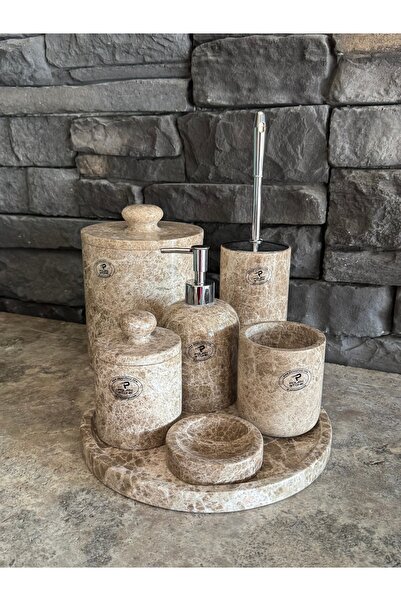 Polen Stone طقم حمام إمبيرادور رخامي مكون من 7 قطع - أناقة وجودة طبيعية