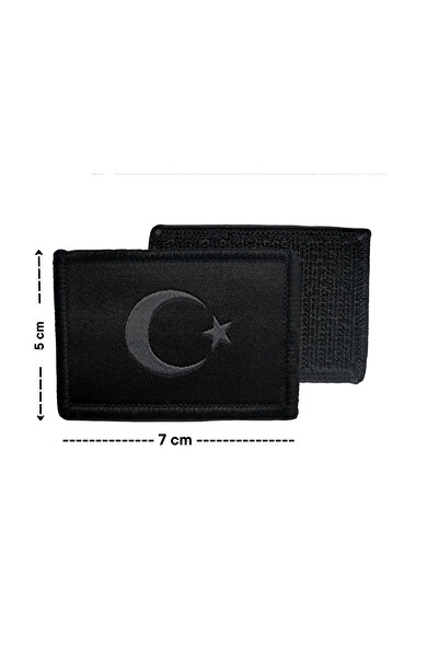 Megas Etiket Cırtlı Dikilebilir - Pikolu Türk Bayrağı "Haki" Dokuma Arma