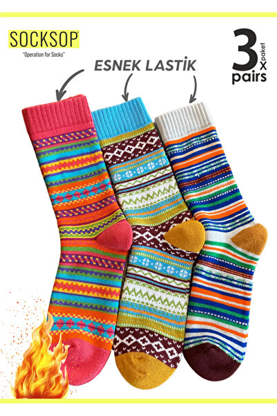 BULG İskandinav Tarzı Isısı Yüksek Kışlık 3'lü Paket Kadın Çorabı