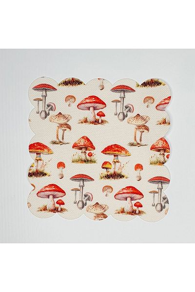 DECO Mushroom Seasons Themed Laser Cut Washable Cocktail Napkin