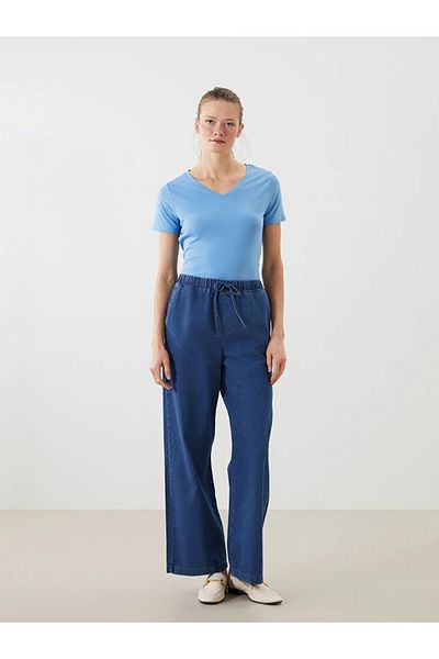 LC Waikiki Tricou de damă LCWAIKIKI Classic Blue cu decolteu în V