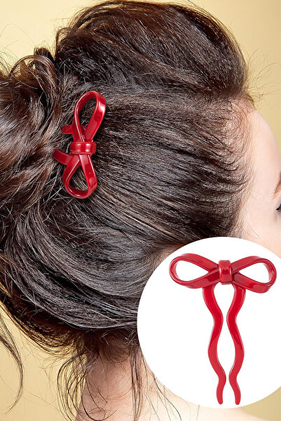 AURRARİ Ekay and Burgundy Bow Women's Bun Buckle