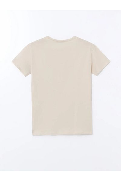 LC Waikiki Γυναικείο μπλουζάκι LCWAIKIKI Classic Beige Crew Neck Floral