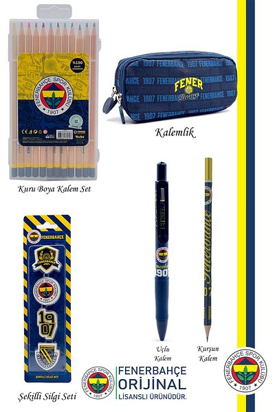 Fenerbahçe Original Licensed Pen Pen Holder Dry Paint Eraser Gift Set