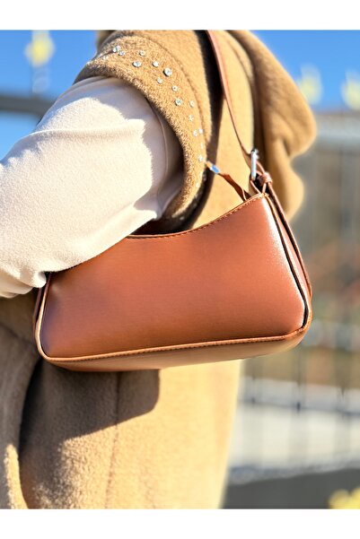 DEV 3 ADAM Tan Women's Baguette Stylish Hand and Shoulder Bag with Adjustable Strap