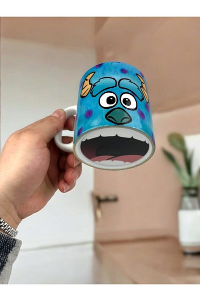 Touz Moda كوب بورسلين مطبوع بالكامل من Very Kind Cute Monsters
