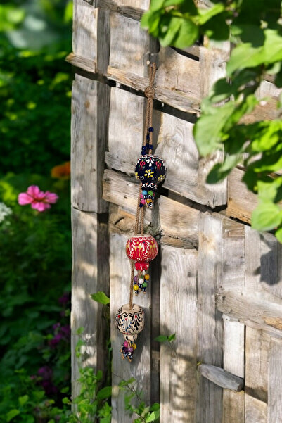 Revard Home Nazar Boncuklu Seramik Renkli Dantel Desenli Dekoratif Nar Süs Eşyası 6X50 CM