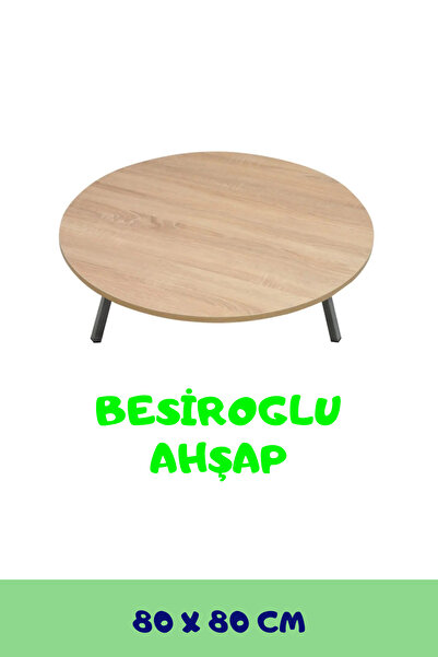 besiroglu ahsap 80 Cm Çap - Ahşap Kaplama Katlanabilir Yer Sofrası Hamur Açma...