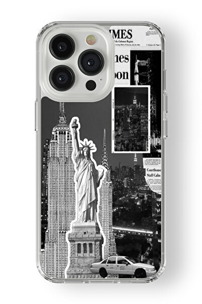 Multitronic iPhone 16 Pro Uyumlu Statue of Liberty Tasarım Baskılı Şeffaf Kılıf