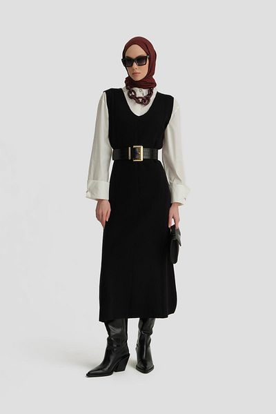 Armine Μαύρο μηδενικό μανίκι Gilet - 24kd4216 Μοντέλο