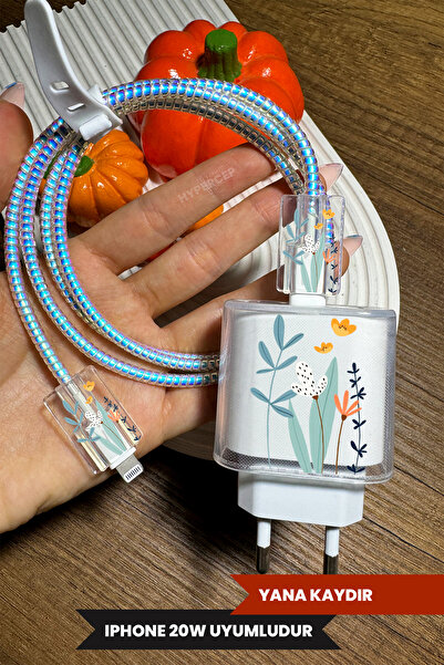 WANNA PROTECT Iphone 18w/20w Uyumlu Şeffaf Şarj Başlığı Adaptörü Koruma Kablo...