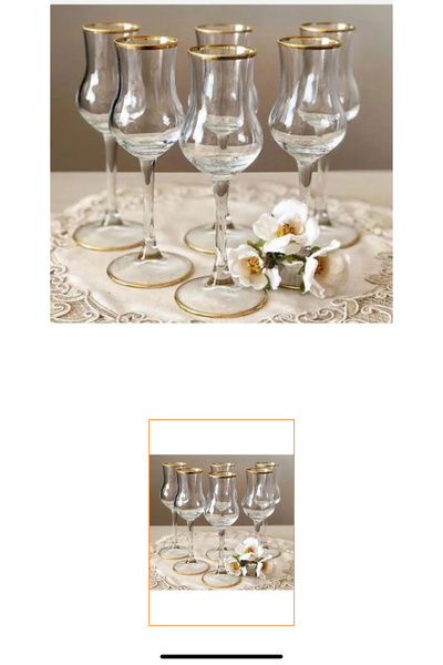 DECORS CENTER Paşabahçe grappa ayaklı Diamond lüx yaldızlı 6 parça 6 kişilik ...
