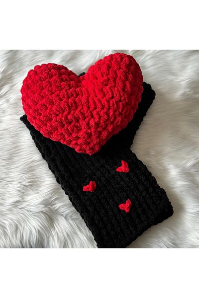 Home Σετ μαξιλαριού και κασκόλ Puffy Heart