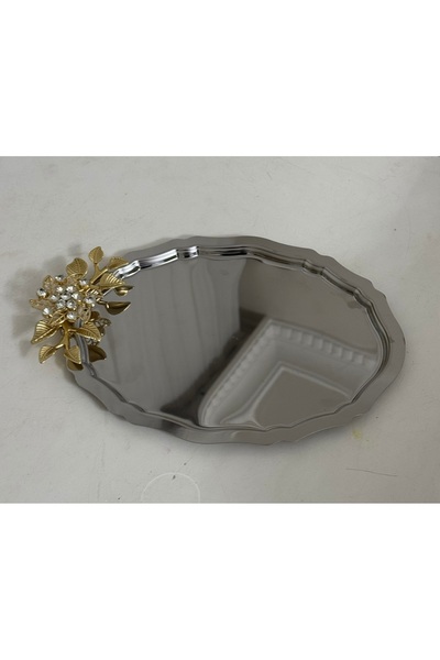 Elzemm store صينية عرض بيضاوية من الفولاذ المقاوم للصدأ قطعة واحدة من حجر الأ...