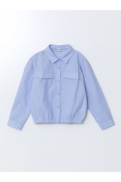 LC Waikiki Blue Striped Girl's Shirt