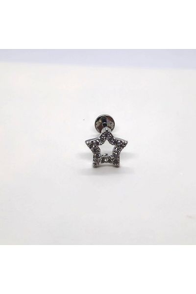 Set Stainless Steel Zircon Stone''Star'' Tragus Earrings (Width: 8 mm Length: 8 mm Bar: 8 mm)