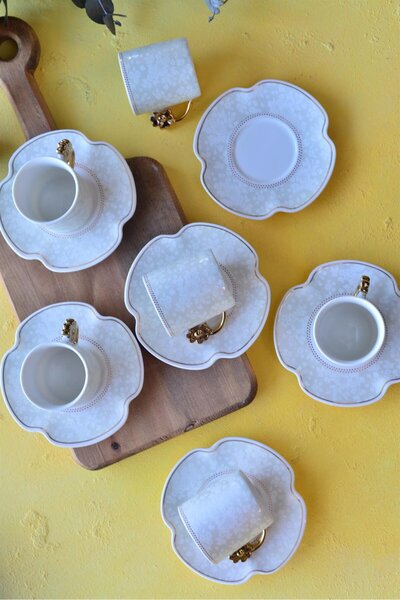 şirineşyalarım طقم فناجين قهوة تركية من البورسلين مكون من 6 قطع من أوليفيا