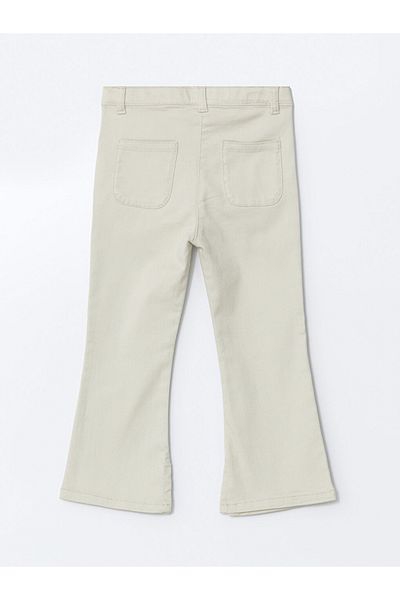 LC Waikiki Beige Elastic Waist Gabardine Girls' Trousers