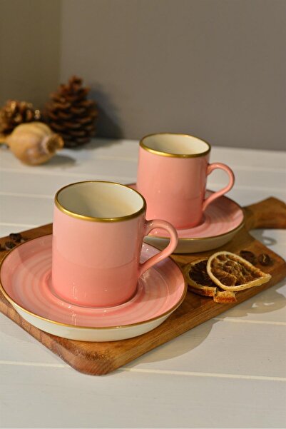 şirin eşyalarım Pink 2-Person Porcelain Turkish Coffee Cup Set