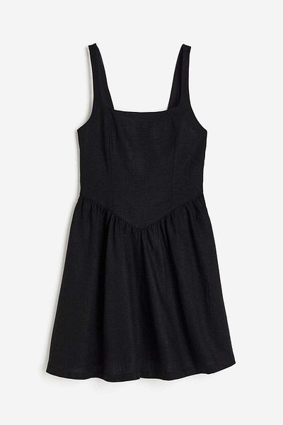 H&M Linen-blend flared-skirt dress