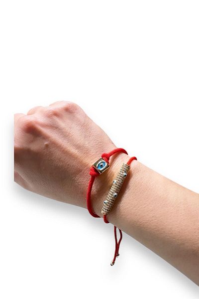Finery by Nerrs Red Rope Lucky Bracelet (Cube All Sides Have Lucky Symbols)