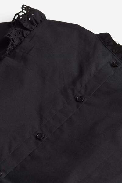 H&M Broderie anglaise-detail ruffled blouse