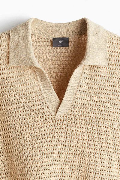 H&M Loose Fit Hole-knit polo shirt