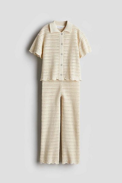H&M 2-piece pointelle-knit cotton set