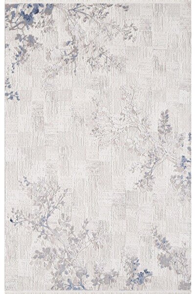 Artemis Halı Artex Krem Mavi Çiçekli Desen Halı 02506a