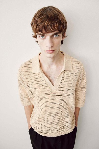H&M Loose Fit Hole-knit polo shirt