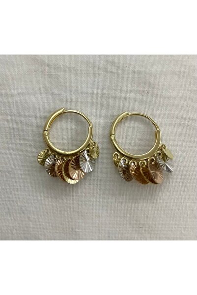 Lora Kuyumculuk Üç Renk Pullu Shakira Altın Küpe