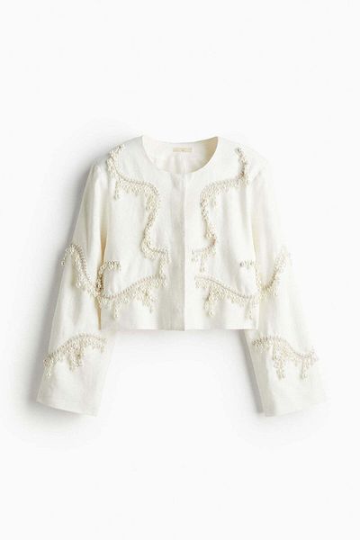 H&M Bead-embellished Linen Jacket