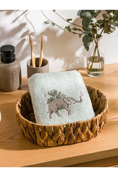 LC Waikiki LCW HOME Μπλε Ελέφαντας Κεντημένη 100% Βαμβακερή Πετσέτα Προσώπου 50x80 εκ.
