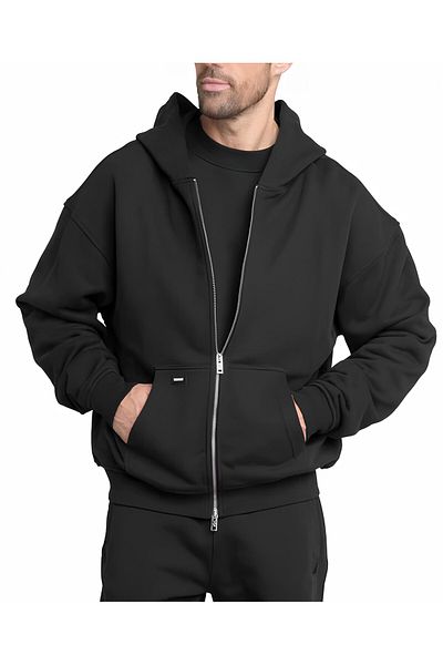 CDA Black Zippered Kangaroo Pocket Sweatshirt