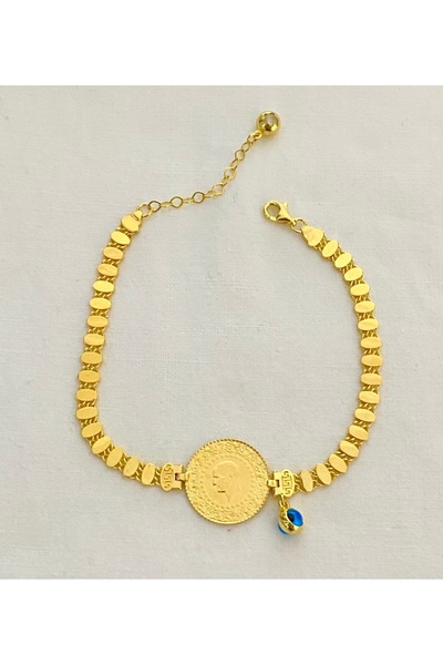 Lora Kuyumculuk Oval Pullu Zincirli 22 Ayar Çeyrekli Bileklik