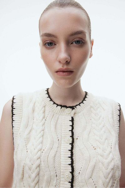 H&M Button-front cable-knit sweater vest