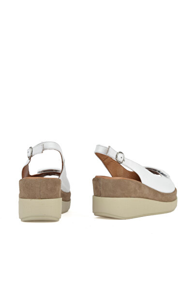 Ziya White Genuine Leather Women's Heeled Sandals - 151992 Z21010S