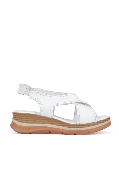Ziya Sandale de damă din piele naturală albă - toc pană 1511020 Z2562