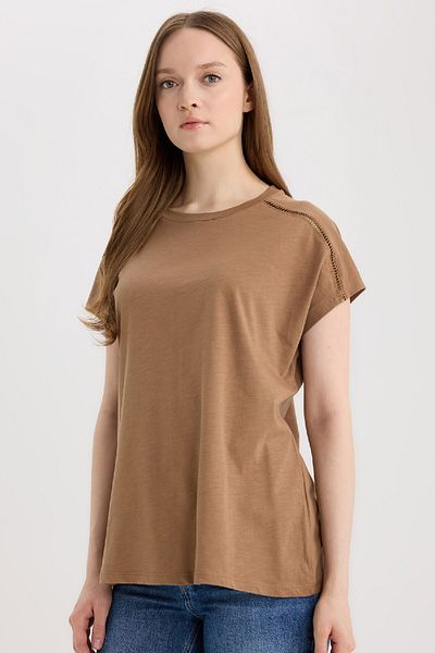DeFacto Crew Neck Flared Cotton Short Sleeve T-Shirt E4367Ax25Sm