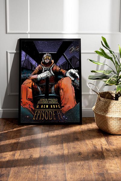 Saturn Star Wars 4 A New Hope Pictură înrămare - Space Wars Fim Poster Pictură