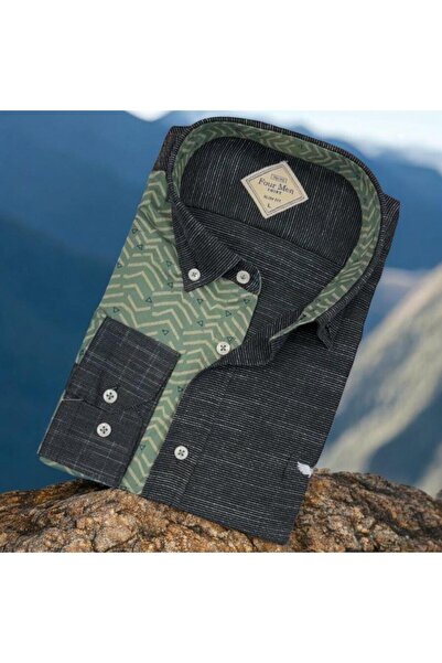 EREN STYLE Pamuk paketa antracit muške košulje dugih rukava (uzorak Slim fit)