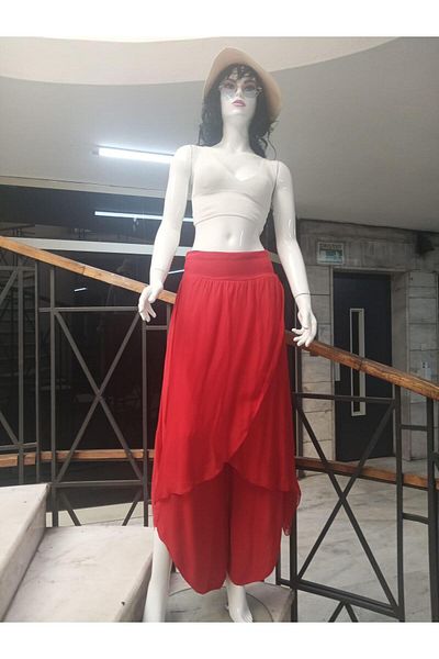 Bohem Stil Pantaloni Shalwar de mătase cu acoperire asimetrică pentru femei