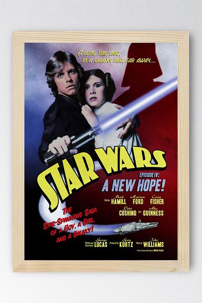 Saturn Pictură înrămată Star Wars - Pictură poster retro film Space Wars