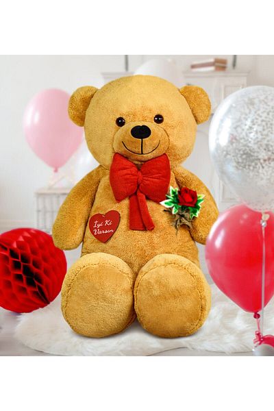 Princess Bear 130 cm Rose with Big Heart Bow Tie - 100% Local