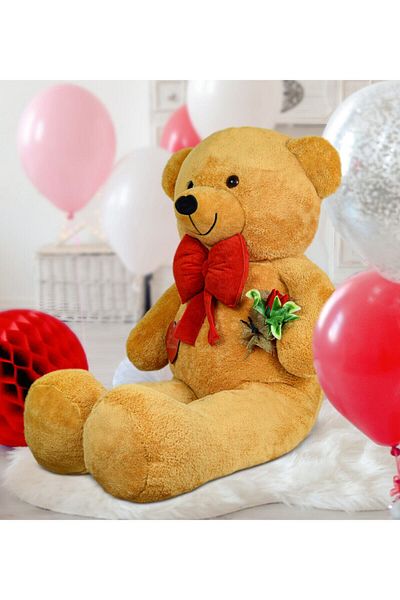Princess Bear 130 cm Rose with Big Heart Bow Tie - 100% Local