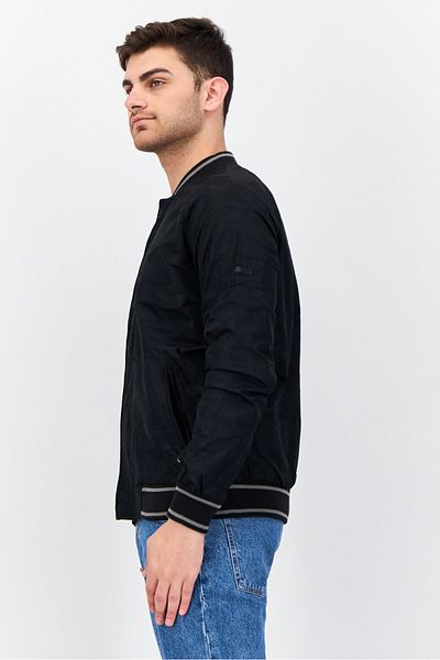Civil Society Men Textured Bomber Jackets, Black