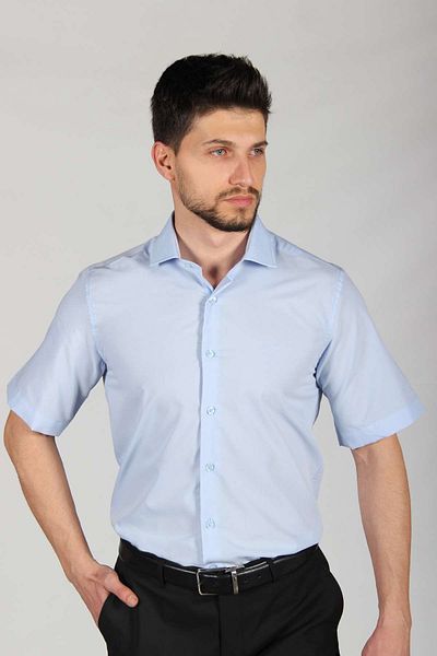 İgs Ανδρικό γαλάζιο Slim Fit / Slim Fit Std πουκάμισο κοντό μανίκι