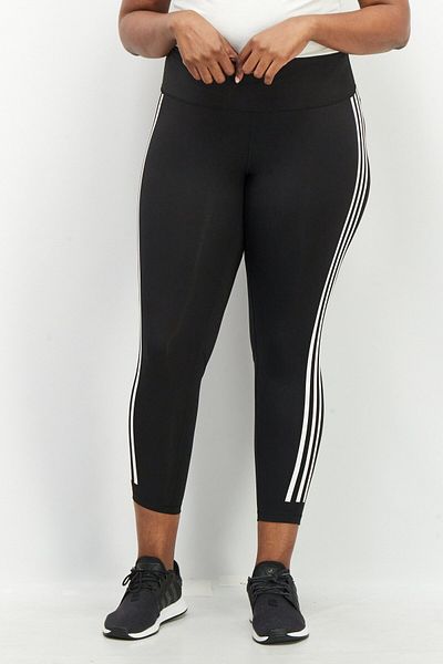 adidas Women Plus Size Fit Optime Train Icons 3 Stripes 7/8 Leggings, Black