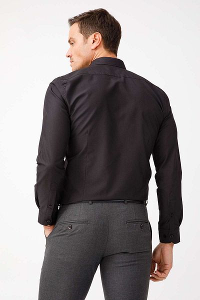 İgs Мъжка черна риза Slim Fit / Tally Mould Easy Iron Basic